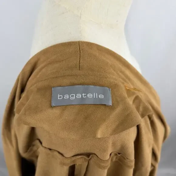 Bagatelle Faux Suede Open Front Jacket Tan Waterfall Drape Womens Size S - Picture 7 of 10